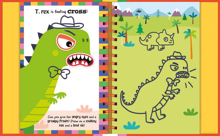 Wipe-Clean Sticker Funny Faces Dinosaurs - Rob Abbott [KSIĄŻKA]