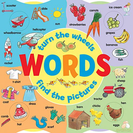 Words (A Wheel Book): Turn the Wheels, Find the Pictures - Jan Lewis [KSIĄŻKA]