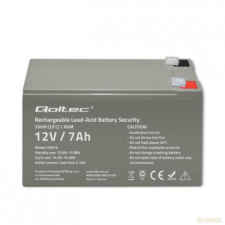 Akumulator AGM | 12V | 7Ah | max. 105A | Security