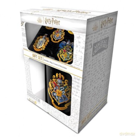Harry Potter zestaw prezentowy (kolorowy herb): kubek, podkładka brelok