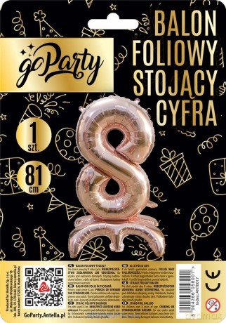 Balon foliowy stojący 8 rose gold 81cm
