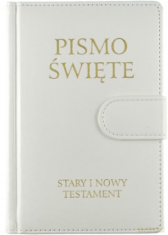 Pismo Święte ST i NT małe białe z zapięciem [KSĄŻKA]