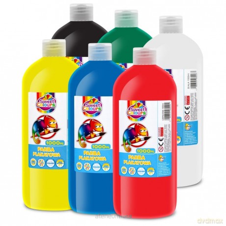 Farby plakatowe w butelkach 1000ml 6 kolorów