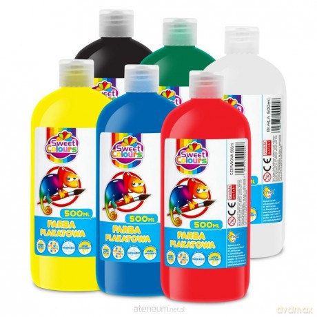 Farby plakatowe w butelkach 500ml 6 kolorów