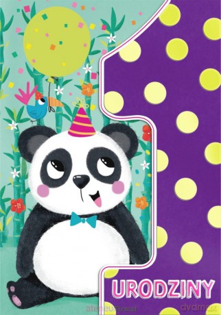 Karnet A5 Urodziny roczek - Panda