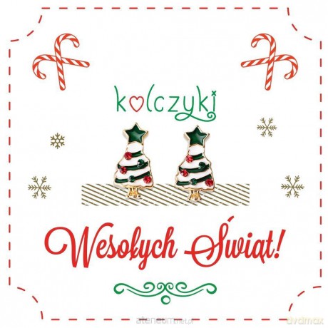 Kolczyki świąteczne na prezent Choinki