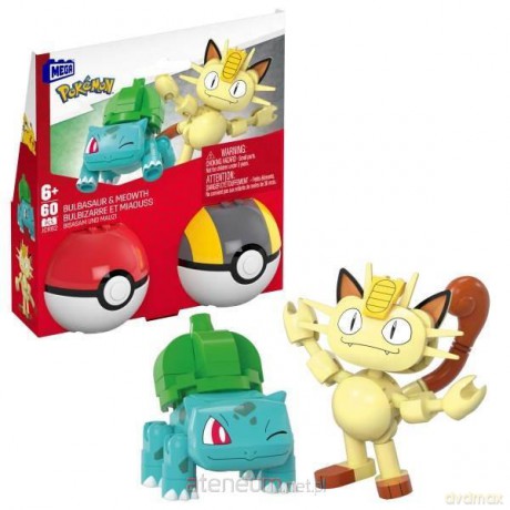 Mega Pokemon Pokeball Bulbazaur i Meowth JCR82 [FIGURKA]