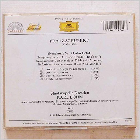 Skd Boehm: Schubert:Sym 9 [CD]