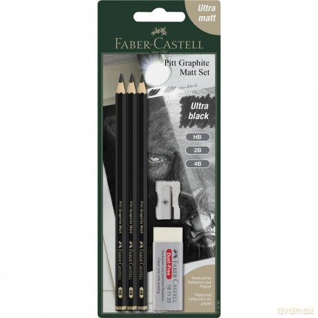 Ołówki Pitt Graphite Matt 3szt z gumką i temper