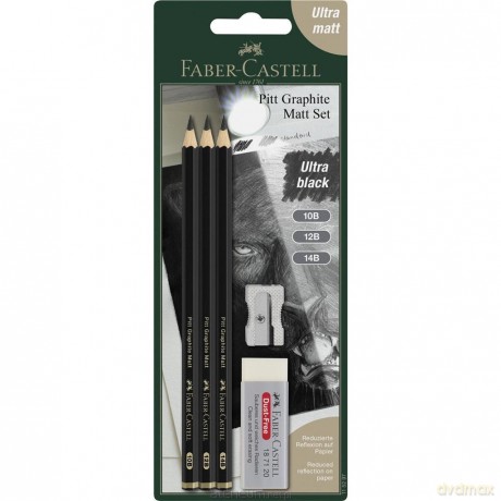 Ołówki Pitt Graphite Matt 3szt z gumką i temper