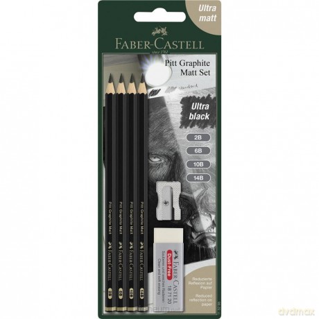 Ołówki Pitt Graphite Matt 4szt z gumką i temper