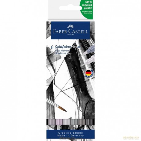 Pisak akwarel Goldfaber Aqua shades of grey 6szt