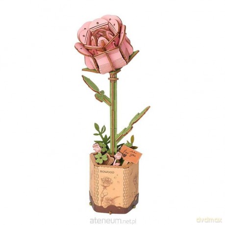 Puzzle drewniane 3D - Kwiat Różowa Róża