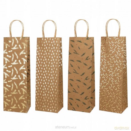 Torebka prezentowa na butelkę 11x35cm kraft mix