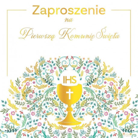 Zaproszenie - Komunia pattern IHS (5szt)