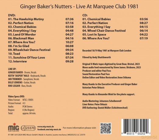Ginger Baker's Nutters: Live at Marquee Club 1981 [CD]+[DVD]