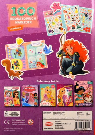 Disney Księżniczka 100 brokatowych naklejek NB-9108 - Opracowanie zbiorowe [KSIĄŻKA]