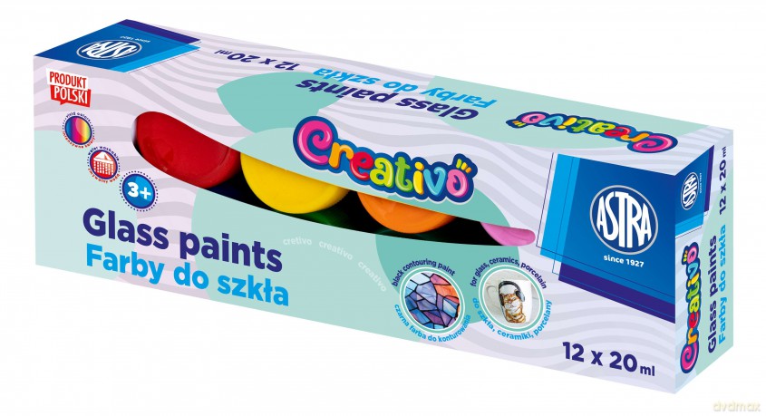 Farby do szkła Astra Creativo 12x20 ml