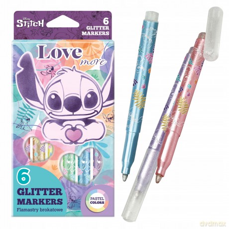 Flamastry brokatowe Disney Fashion Stitch pastel 6 kolorów