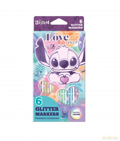 Flamastry brokatowe Disney Fashion Stitch pastel 6 kolorów