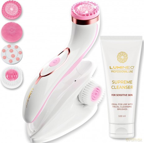 Szczoteczka Brush PRO LUMINEO 4 końcówki + żel do skóry wrażliwej różowa