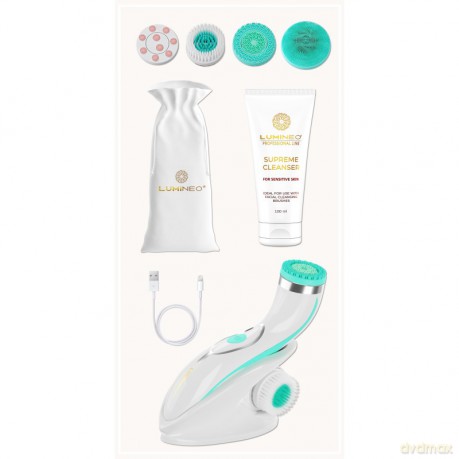 Szczoteczka Brush PRO LUMINEO 4 końcówki + żel do skóry wrażliwej turkusowa