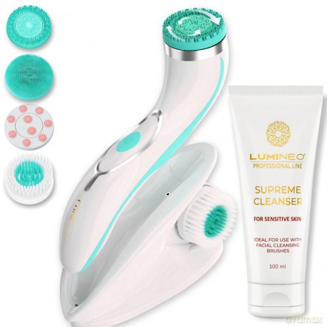 Szczoteczka Brush PRO LUMINEO 4 końcówki + żel do skóry wrażliwej turkusowa