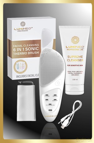 Szczoteczka do twarzy LUMINEO SONIC perłowa + żel do skóry wrażliwej