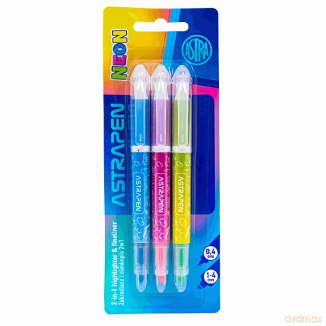 Zakreślacz i cienkopis 2w1 Astrapen neon 3 kolory