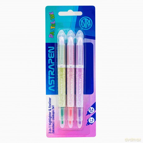 Zakreślacz i cienkopis 2w1 Astrapen pastelowe 3 kolory