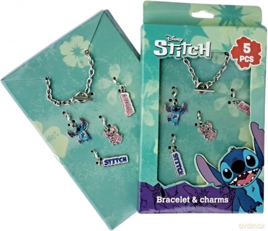 Zestaw metalowa bransoletka z zawieszkami Stitch 5 elementów ST00099
