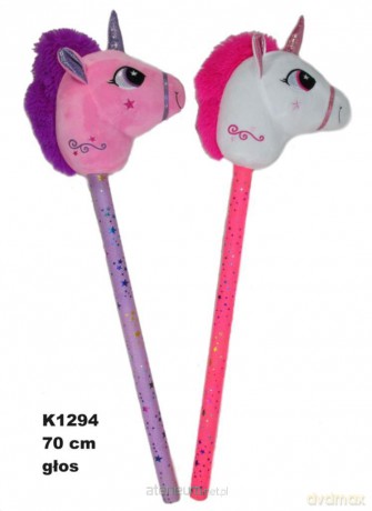 Jednorożec na kiju z głosem 70 cm MIX
