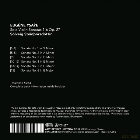 Solveig Steinborsdottir: Eugene Ysayye: Solo Violin Sonatas 1-6 Op. 27 [CD]