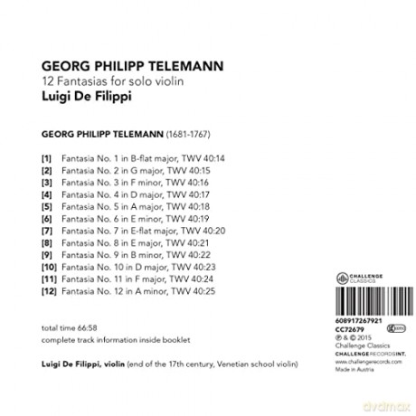 Luigi De Filippi: Georg Philipp Telemann: 12 Fantasias for solo violin [CD]