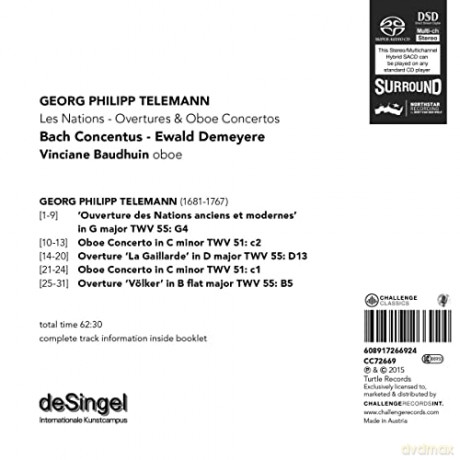 Vinciane Baudhuin & Bach Concentus & Ewald Demeyere: Georg Philipp Telemann: Les Nations - Ouvertures & Oboe Concerti [SACD]