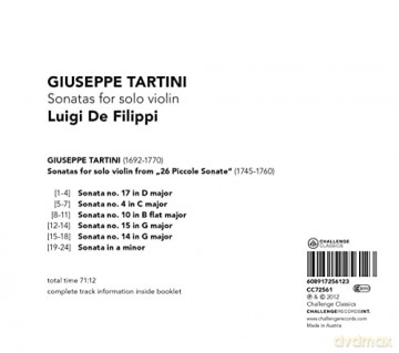 Luigi De Filippi: Giuseppe Tartini: Sonatas for solo violin from 26 Piccole Sonate (1745-1760) [CD]