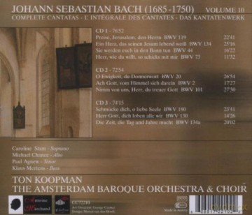 Caroline Stam & Michael Chance & Paul Agnew & Klaus Mertens & Amsterdam Baroque Orchestra & Ton Koopman: Johann Sebastian Bach: Complete Bach Cantatas Vol. 10 [3CD]