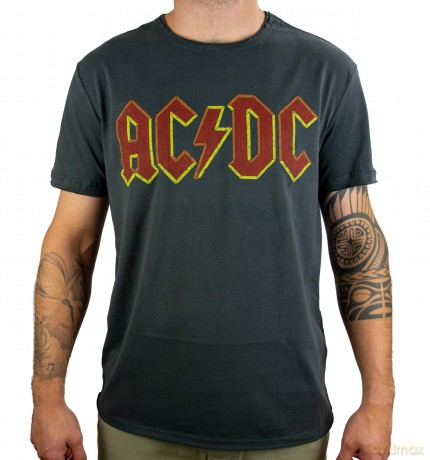 AC/DC Logo Amplified Vintage Charcoal Medium T Shirt
