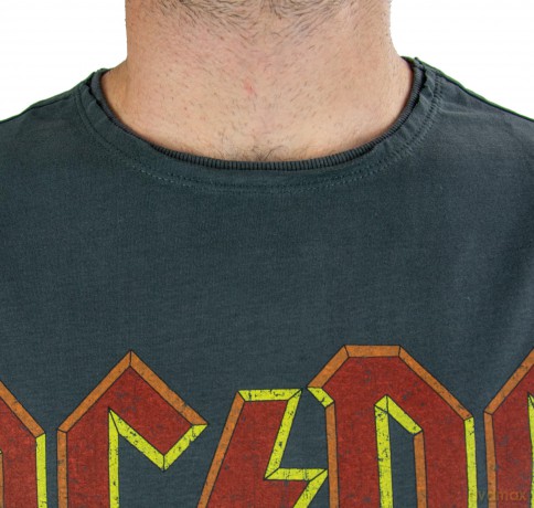 AC/DC Logo Amplified Vintage Charcoal Medium T Shirt