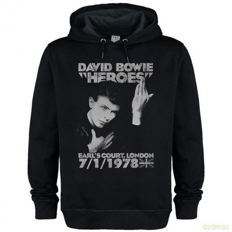 David Bowie Heroes Amplified Black Small Hoodie Sweatshirt