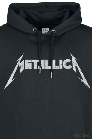 Metallica White Logo Amplified Black Large Hoodie Sweatshirt