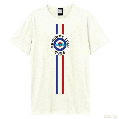 Oasis - 1995 Tour Stripes Amplified Vintage White Large T Shirt