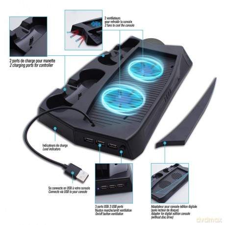 Charging stand with cooling fan for PS5