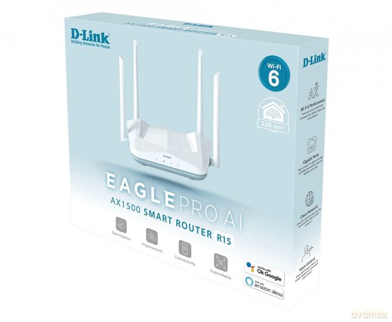 D-Link - EAGLE PRO AI AX1500 Smart Router AX1500 R15, Wi-Fi 6