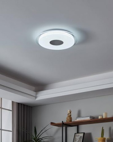 EGLO - Lanciano-Z ceiling lamp chrome and white with crystal effect 45 - TW - Zigbee, Bluetooth