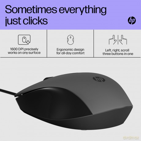HP - 150 Wired Mouse, Black