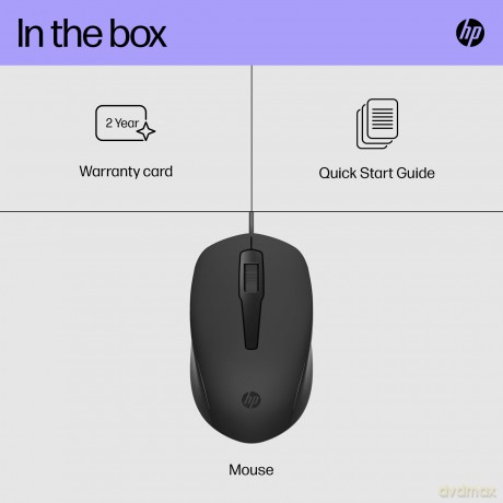 HP - 150 Wired Mouse, Black