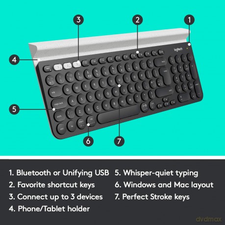 Logitech - K780 Multi-Device Wireless Keyboard, Grey/White