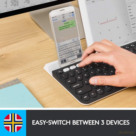 Logitech - K780 Multi-Device Wireless Keyboard, Grey/White