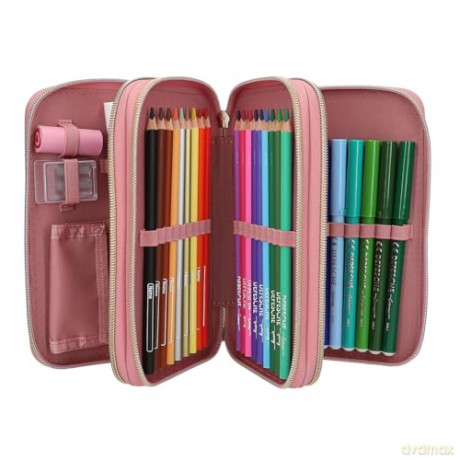 Miss Melody - Triple Pencil Case DUSTY ROSE